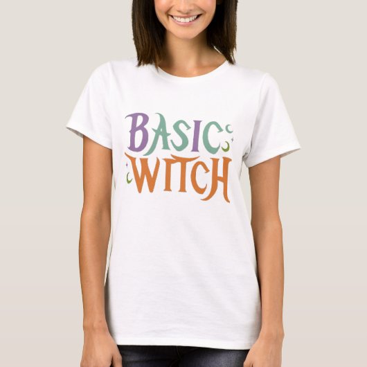 Basic Heks Moderne Vrouwen Halloween T-shirt (Voorkant)
