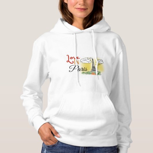Basic Hooded Sweatshirt Liefde in Parijs (Voorkant)