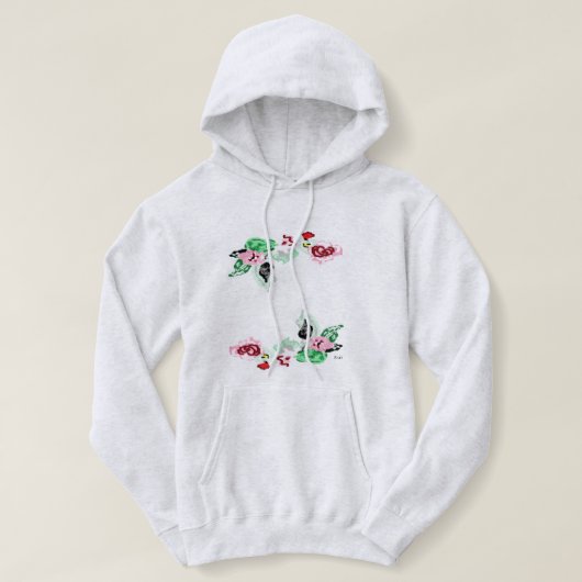 Basic Hooded Sweatshirt Wijnstok met Rozen (Design voorkant)
