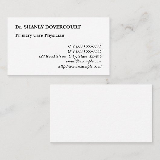 Basic, Humble & Conservative Visitekaartje (Voorkant / Achterkant)