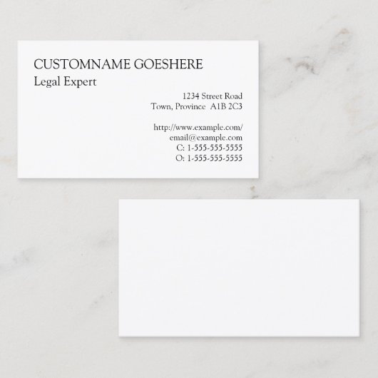 Basic, Humble en Professional Visitekaartje (Voorkant / Achterkant)