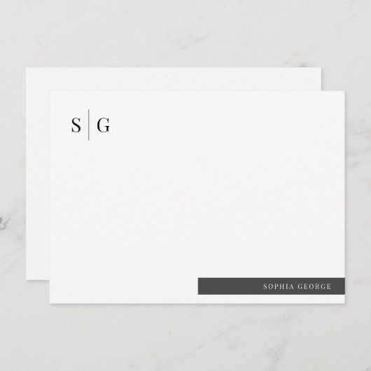 Basic Initiaal naam Eenvoudig gepersonaliseerd Notitiekaartje (Voorkant / Achterkant)