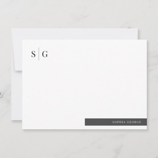 Basic Initiaal naam Eenvoudig gepersonaliseerd Notitiekaartje (Voorkant)