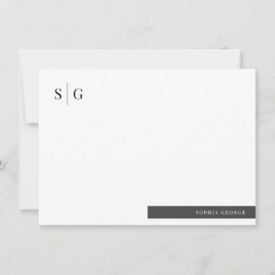 Basic Initiaal naam Eenvoudig gepersonaliseerd Notitiekaartje