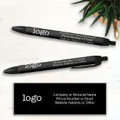 Basic Kantoor Business Logo - 3 regels Tekst ZWART Zwarte Inkt Pen