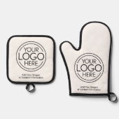 Basic Kantoor Business Logo met contactgegevens Ovenwant & Pannenlap Set (Voorkant)
