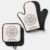Basic Kantoor Business Logo met contactgegevens Ovenwant & Pannenlap Set (Voorkant / Achterkant)