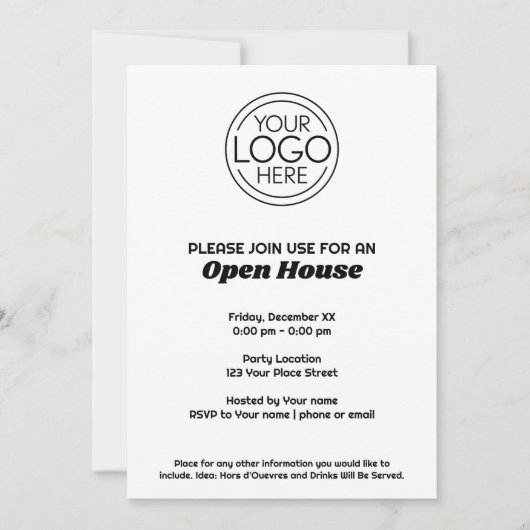 Basic Kantoor of Business Logo Open Huis Kaart (Voorkant)