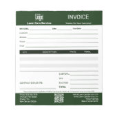 Basic Lawn Care Service Business Invoice Pad Notitieblok (Voorkant)