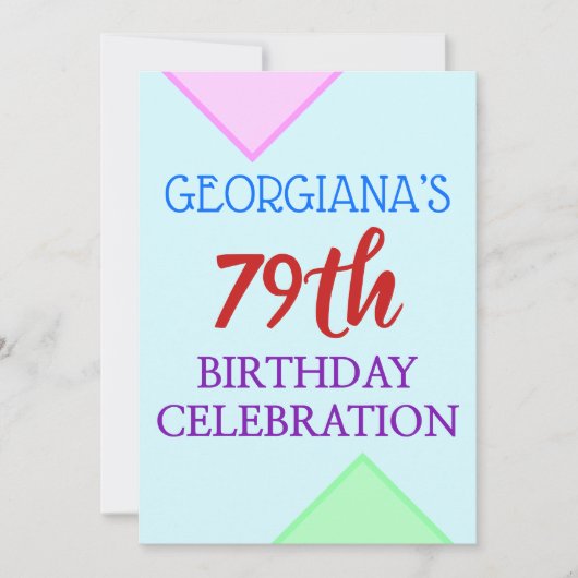 Basic, Leuk "79th BIRTHDAY CELEBRATION" Uitnodigin Kaart (Voorkant)