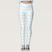 Basic Light Blue Snowflake White Leggings (Voorkant)