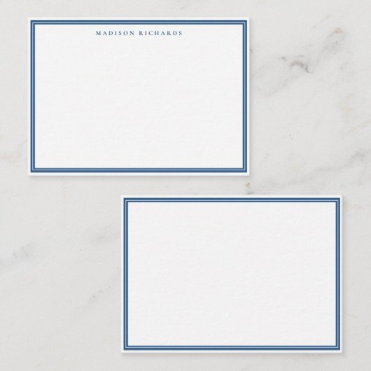 Basic Light Navy Blue Border Personalized  Notitiekaartje (Voorkant / Achterkant)
