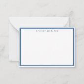 Basic Light Navy Blue Border Personalized  Notitiekaartje (Voorkant)