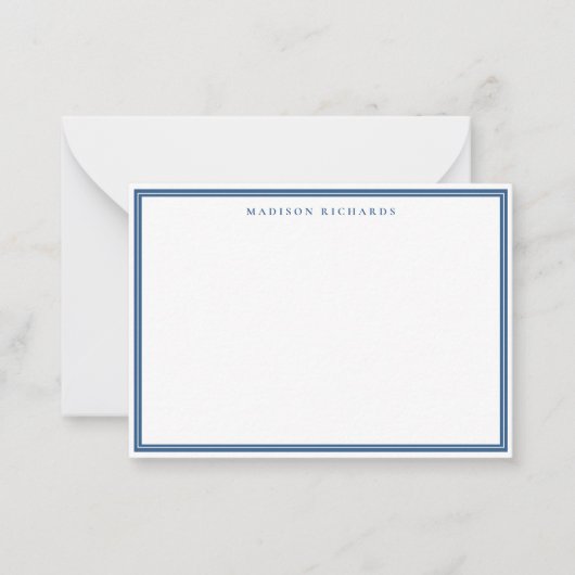 Basic Light Navy Blue Border Personalized  Notitiekaartje (Voorkant)