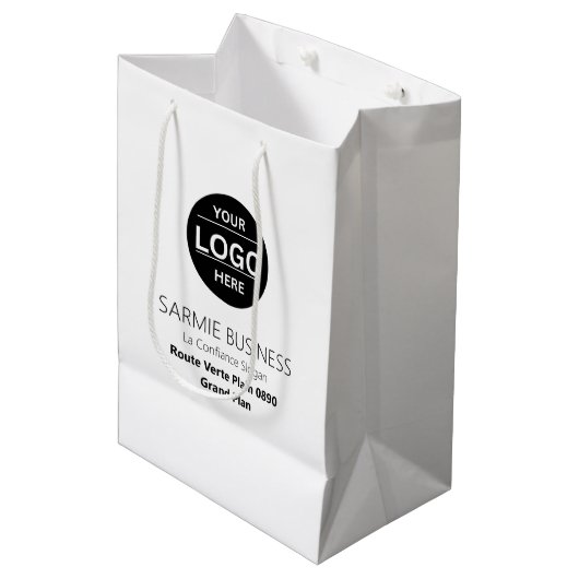 Basic Logo Custom Bag, Business or Shop Tote Bag Medium Cadeauzakje (Voorkant Gekanteld)