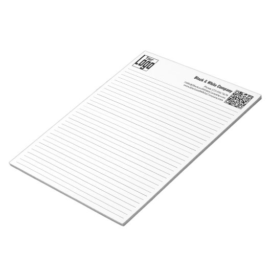 Basic Logo QR-code Black Line College Rule Notitieblok (Schuin)