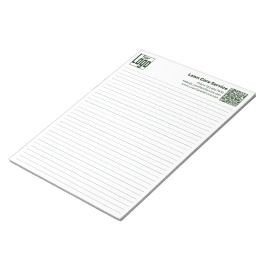 Basic Logo QR-code Green Line College Rule Notitieblok (Schuin)