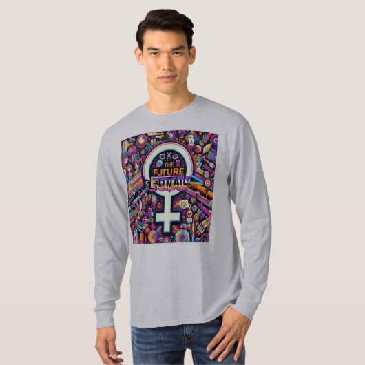 Basic Long Sleeve De toekomst is Vrouw T-shirt (Voorkant volledig)