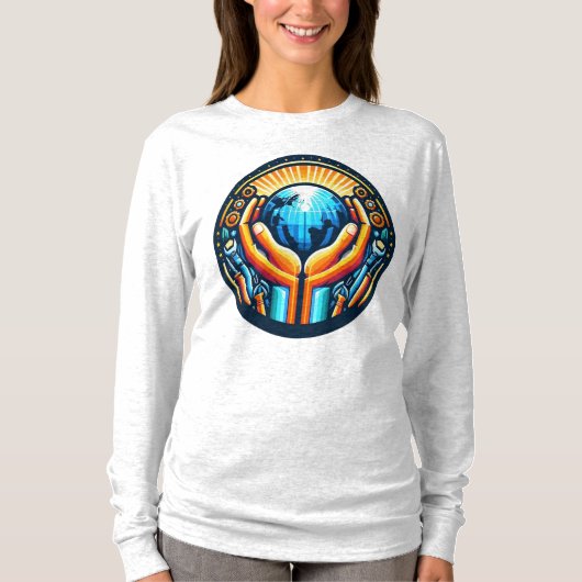 Basic Long Sleeve Het eren van de Handen T-shirt (Voorkant)