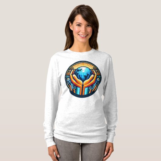 Basic Long Sleeve Het eren van de Handen T-shirt (Voorkant volledig)