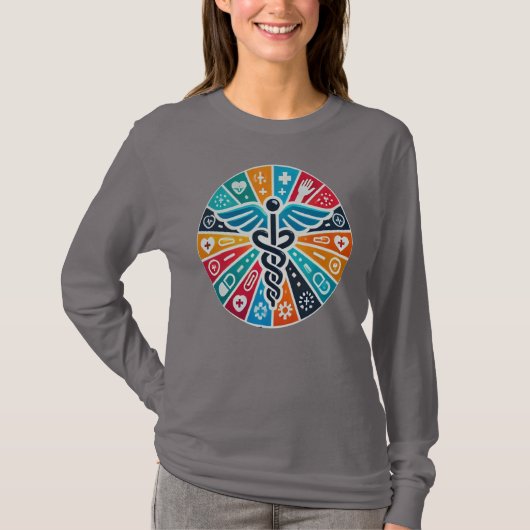Basic Long Sleeve Unite voor Universal Health Hoes T-shirt (Voorkant)