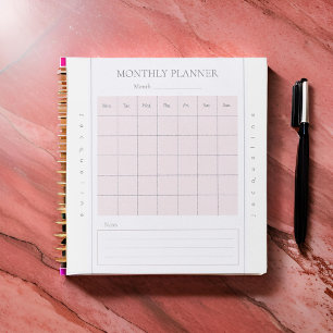 Basic Maandelijkse Planner Naam Mauve Gray Notitie Notitieblok