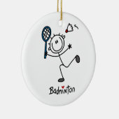 Basic Male Stick Figuur Badminton Keramisch Ornament (Rechts)
