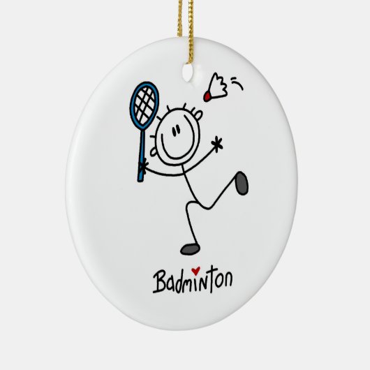 Basic Male Stick Figuur Badminton Keramisch Ornament (Rechts)