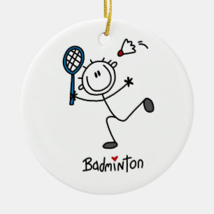 Basic Male Stick Figuur Badminton Keramisch Ornament