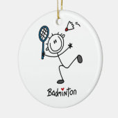 Basic Male Stick Figuur Badminton Keramisch Ornament (Links)