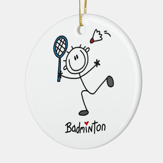 Basic Male Stick Figuur Badminton Keramisch Ornament (Links)