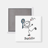 Basic Male Stick Figuur Badminton Magneet (Voorkant / Achterkant)