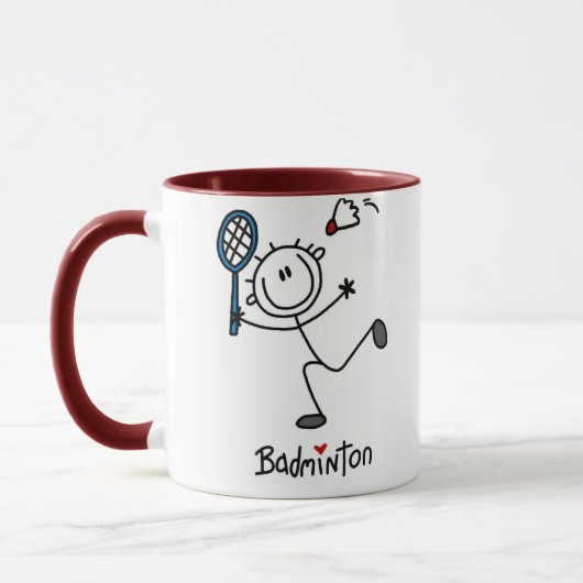 Basic Male Stick Figuur Badminton Mok (Links)