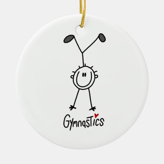 Basic Male Stick Figuur Gymast T-shirts en cadeaut Keramisch Ornament (Voorkant)