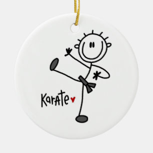 Basic Male Stick Figuur Karate T-shirts en cadeaut Keramisch Ornament