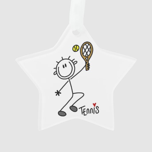 Basic Male Stick Figuur Tennis Player Ornament (achterkant)