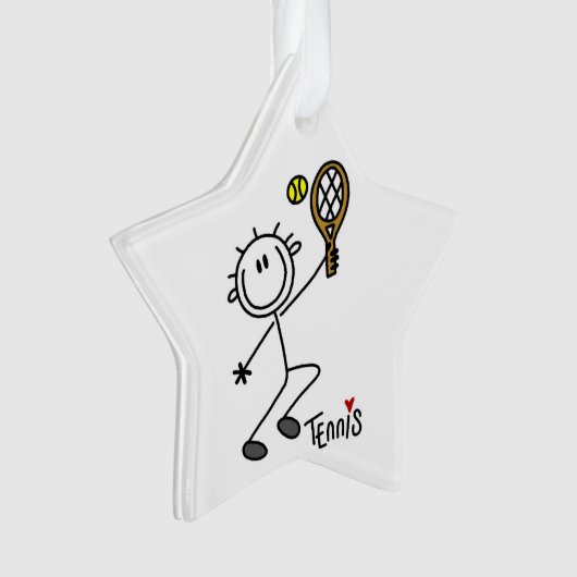 Basic Male Stick Figuur Tennis Player Ornament (voorkant)