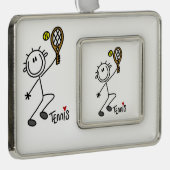 Basic Male Stick Figuur Tennis Player Verzilverd Omlijst Ornament (Rechts)