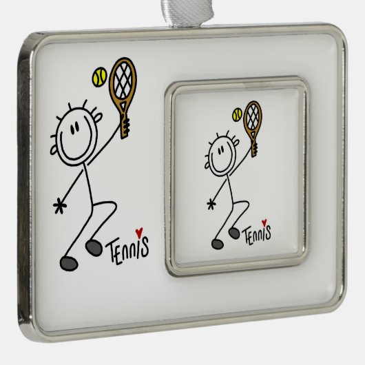 Basic Male Stick Figuur Tennis Player Verzilverd Omlijst Ornament (Rechts)