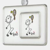 Basic Male Stick Figuur Tennis Player Verzilverd Omlijst Ornament (Links)