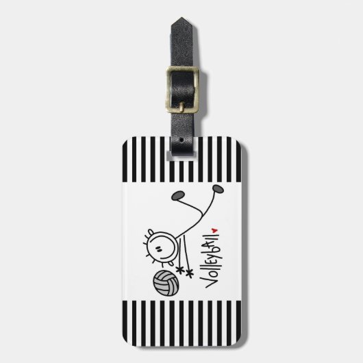 Basic Male Stick Figuur Volleyball Bagagelabel (Voorkant verticaal)