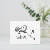 Basic Male Stick Figuur Volleyball Briefkaart (Staand voorkant)
