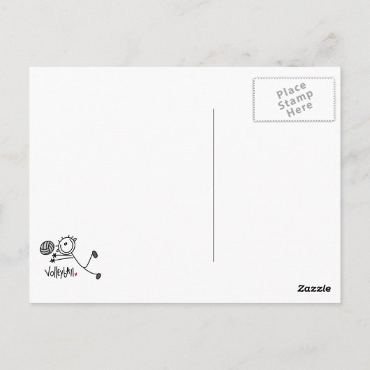 Basic Male Stick Figuur Volleyball Briefkaart (Achterkant)