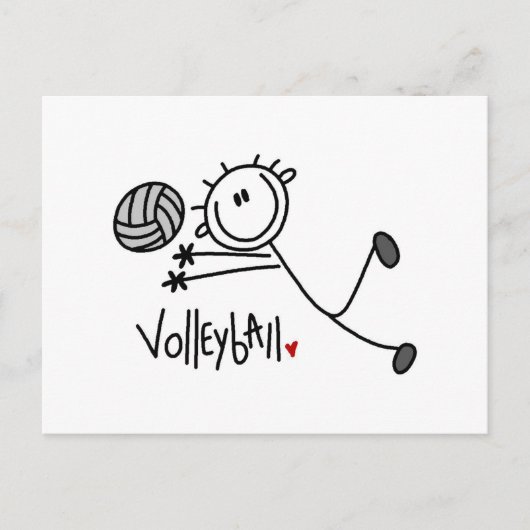 Basic Male Stick Figuur Volleyball Briefkaart (Voorkant)