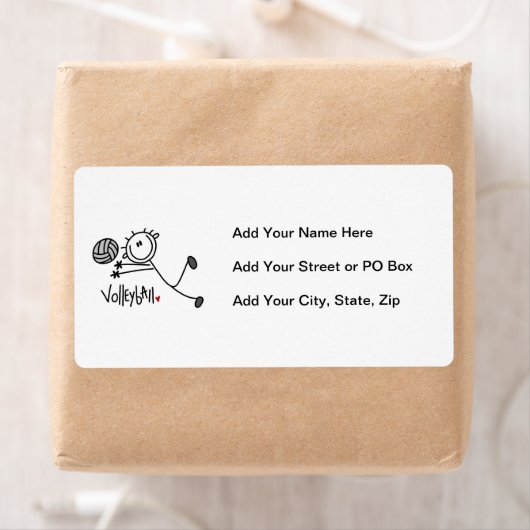 Basic Male Stick Figuur Volleyball Etiket (Insitu)