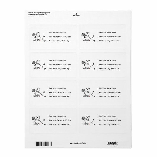 Basic Male Stick Figuur Volleyball Etiket (Full Sheet)