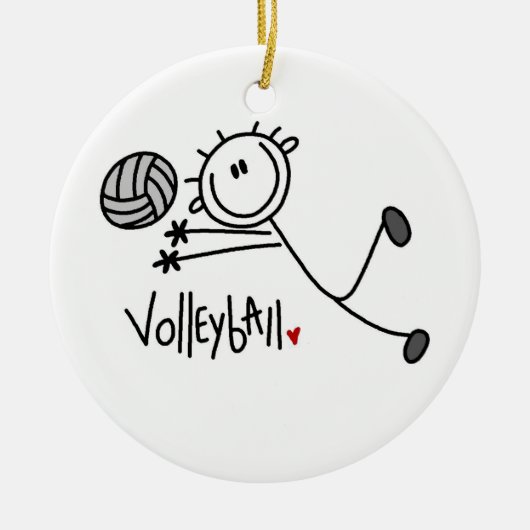 Basic Male Stick Figuur Volleyball Keramisch Ornament (Voorkant)