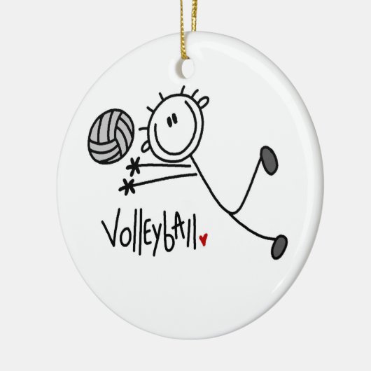 Basic Male Stick Figuur Volleyball Keramisch Ornament (Links)
