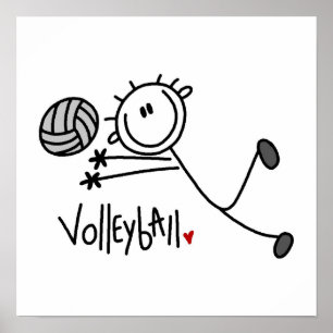 Basic Male Stick Figuur Volleyball Poster