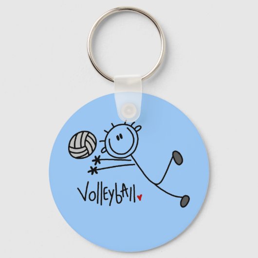 Basic Male Stick Figuur Volleyball Sleutelhanger (Voorkant)